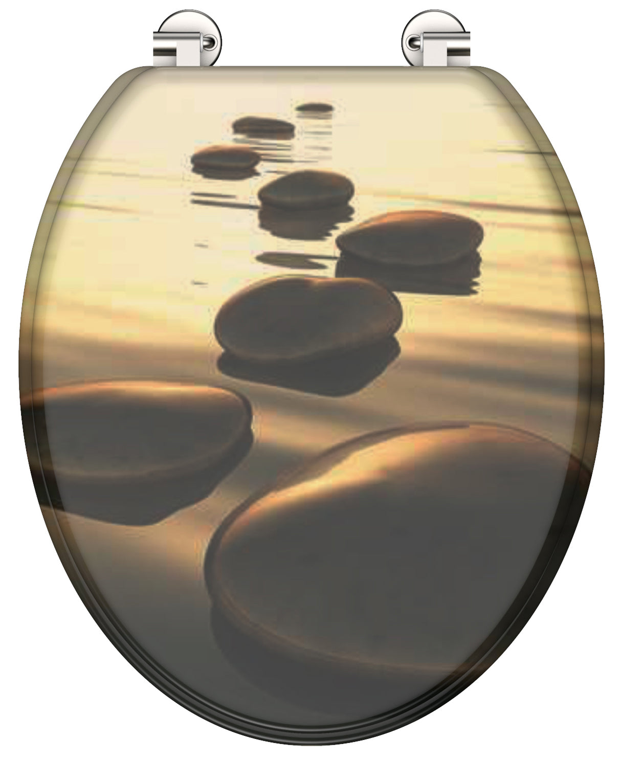 Mönstrad toalettsits universal med trÀkÀrna - BRA. CC-mÄtt: 125-175mm LÀngd: 430-455mm Bredd: 370mm.