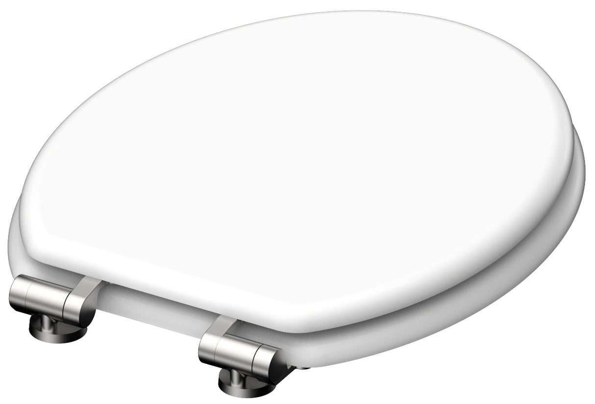 Vit toalettsits universal med trĂ€kĂ€rna - BĂTTRE. CC-mĂ„tt: 130-185mm LĂ€ngd: 425-475mm Bredd: 375mm.