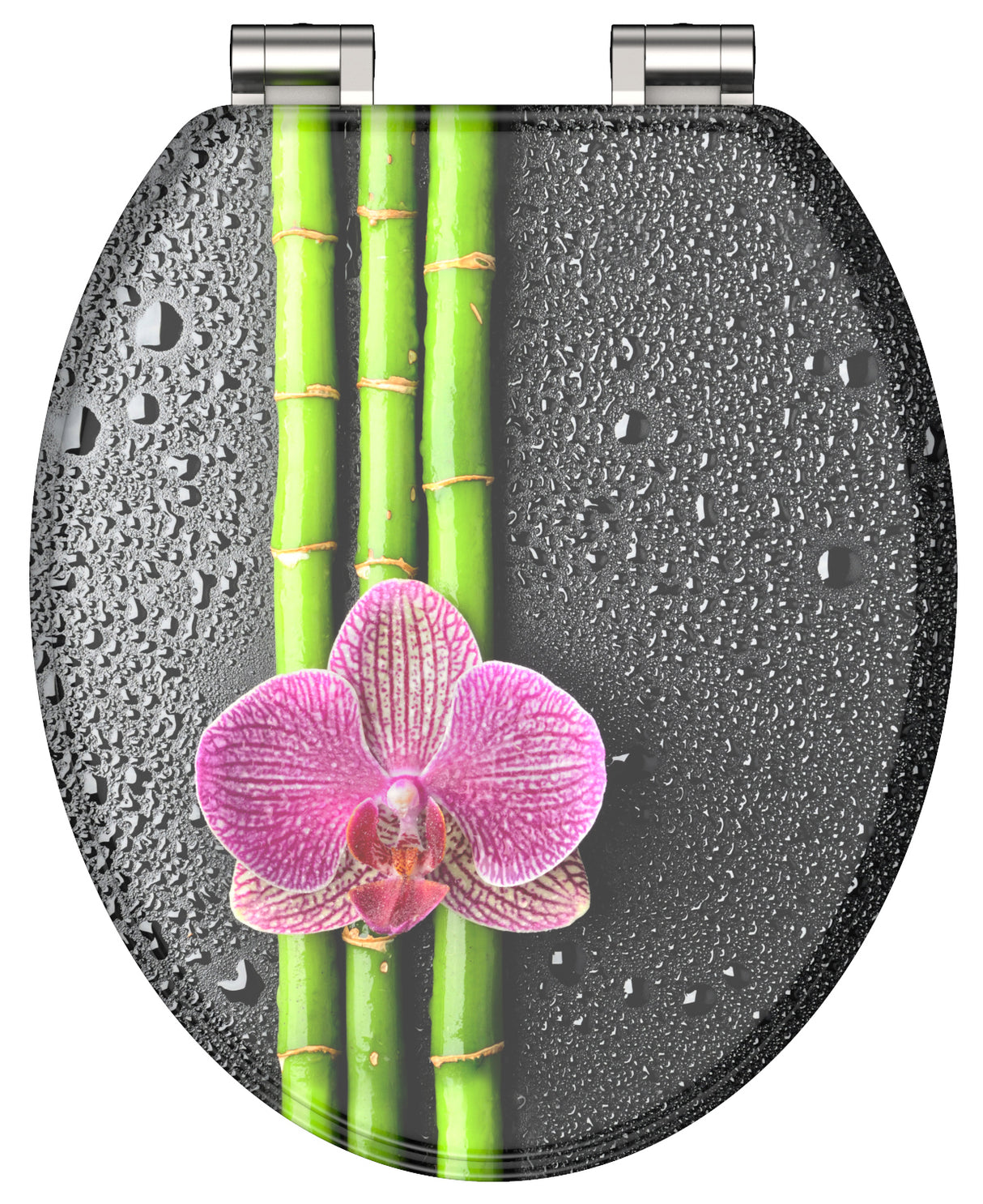 Mönstrad toalettsits universal med trĂ€kĂ€rna - BĂTTRE. CC-mĂ„tt: 130-185mm LĂ€ngd: 425-475mm Bredd: 375mm.