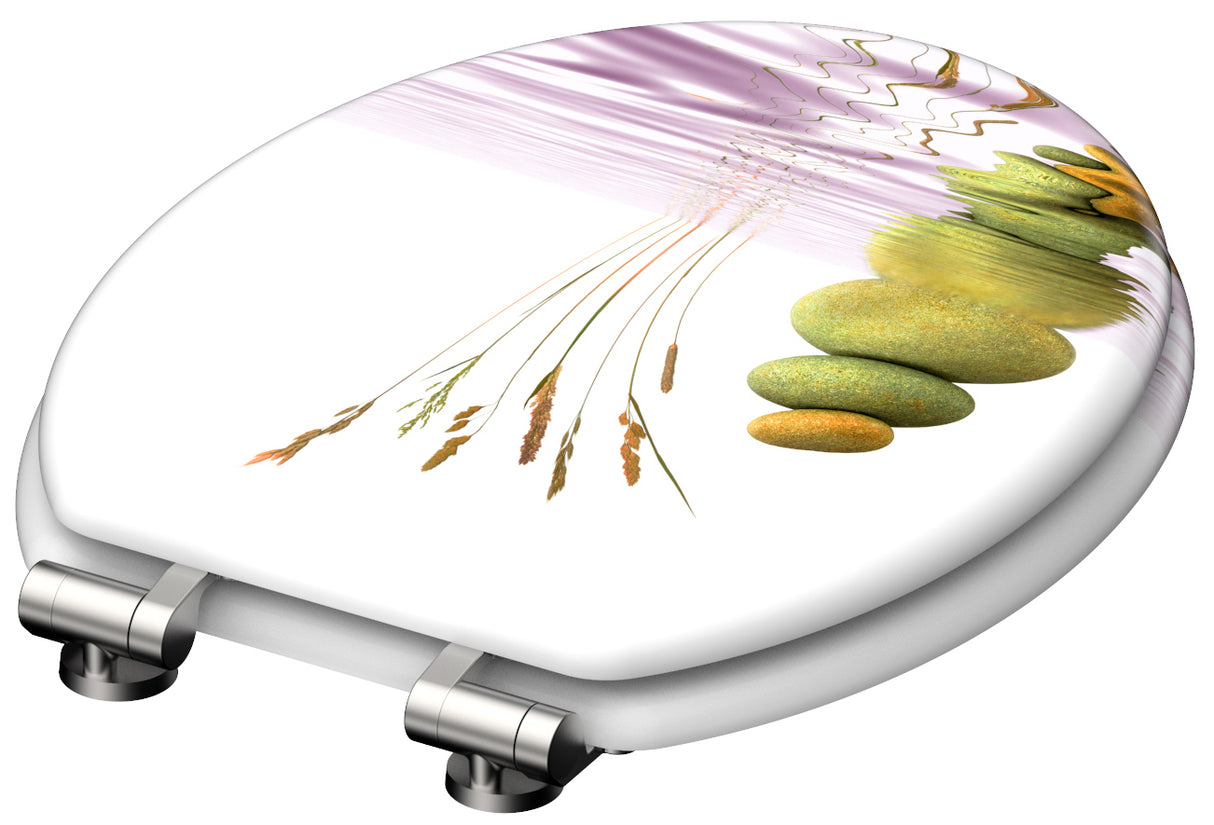 Mönstrad toalettsits universal med trĂ€kĂ€rna - BĂTTRE. CC-mĂ„tt: 130-185mm LĂ€ngd: 425-475mm Bredd: 375mm.