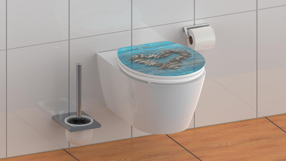 Högblank mönstrad toalettsits universal med trĂ€kĂ€rna - BĂTTRE. CC-mĂ„tt: 130-185mm LĂ€ngd: 425-475mm Bredd: 370mm.