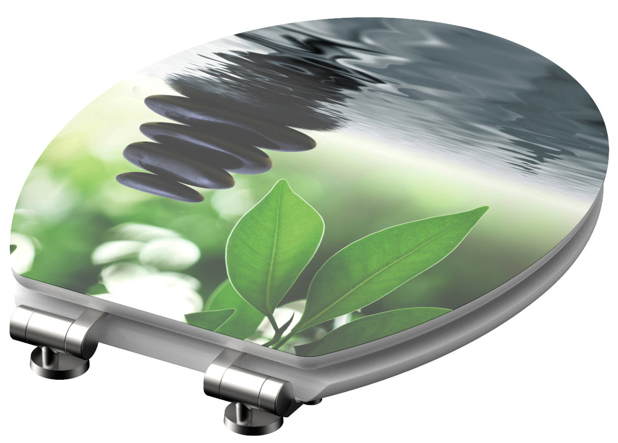 Högblank mönstrad toalettsits universal med trĂ€kĂ€rna - BĂTTRE. CC-mĂ„tt: 130-185mm LĂ€ngd: 425-475mm Bredd: 370mm.