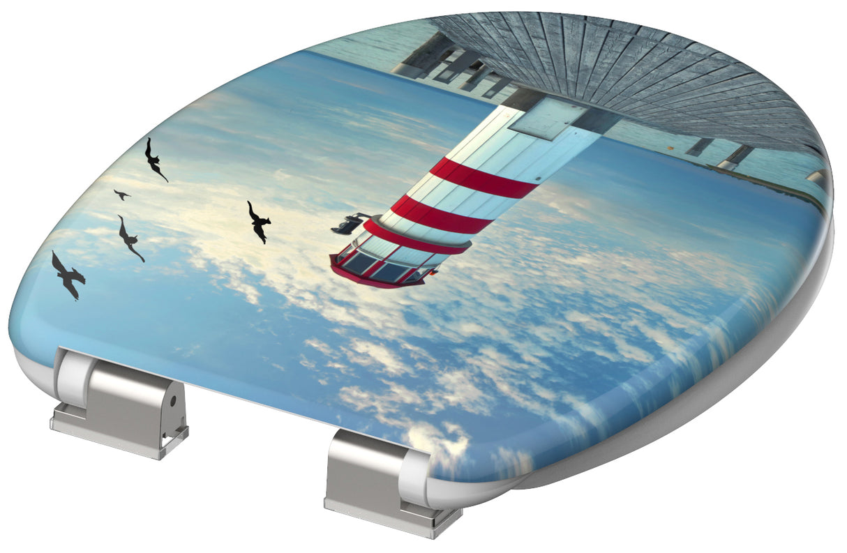 Mönstrad toalettsits universal i Duroplast - BĂTTRE. CC-mĂ„tt: 125-210mm LĂ€ngd: 425-435mm Bredd: 373mm.