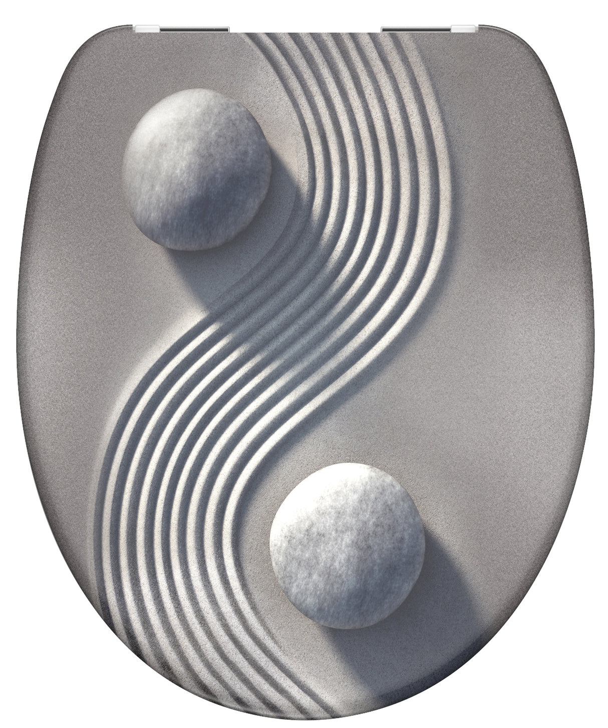 Mönstrad toalettsits universal i Duroplast - BĂTTRE. CC-mĂ„tt: 125-210mm LĂ€ngd: 425-435mm Bredd: 373mm.