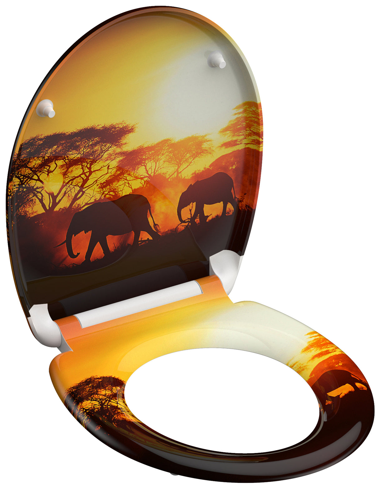 Mönstrad toalettsits universal i Duroplast - BĂST. CC-mĂ„tt: 90-190mm LĂ€ngd: 405-460mm Bredd: 375mm.