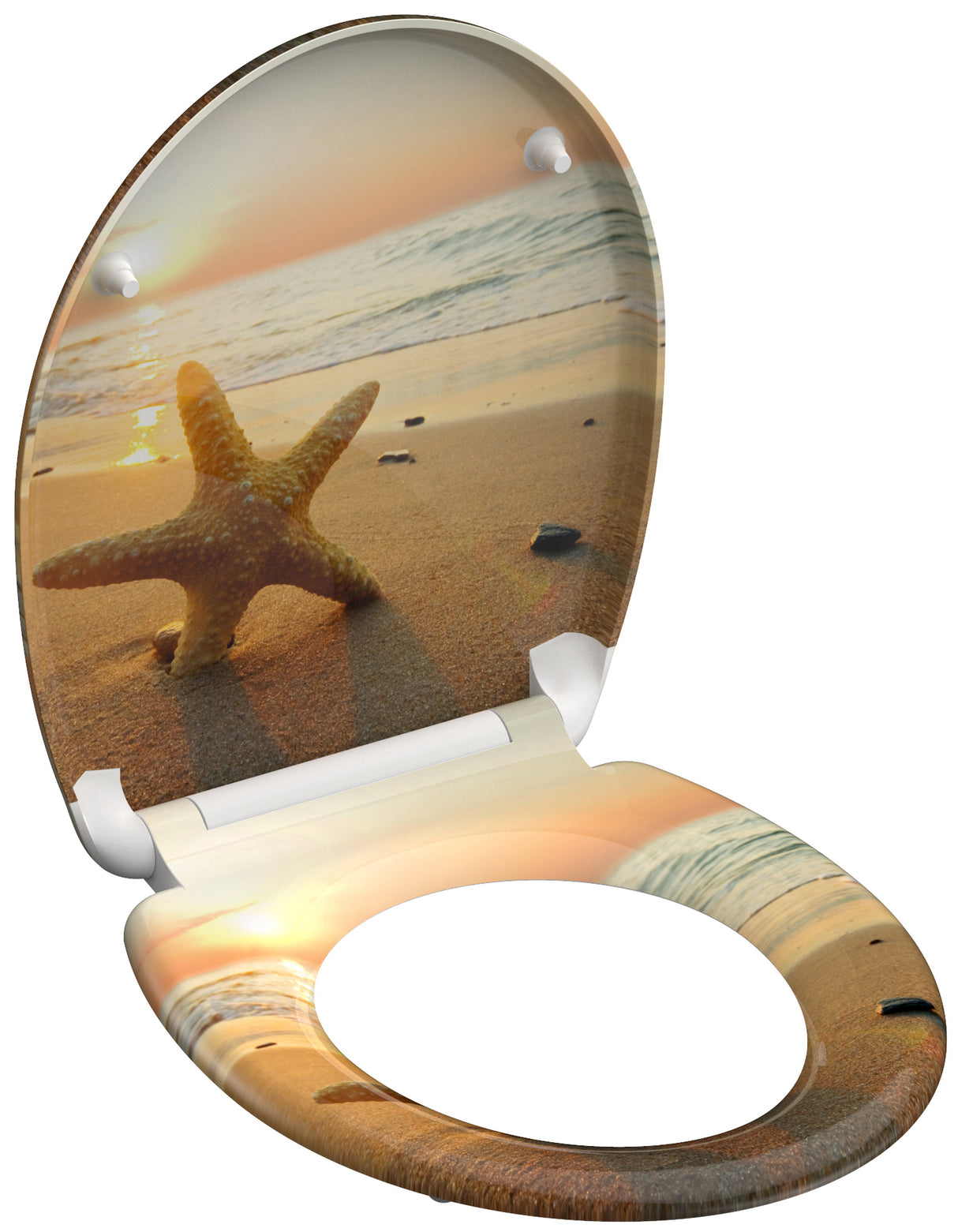 Mönstrad toalettsits universal i Duroplast - BĂST. CC-mĂ„tt: 90-190mm LĂ€ngd: 405-460mm Bredd: 375mm.