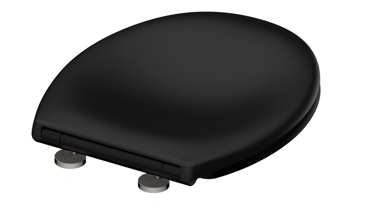 Mattsvart toalettsits universal i Duroplast - BĂST. CC-mĂ„tt: 89-191mm LĂ€ngd: 415-455mm Bredd: 371mm.