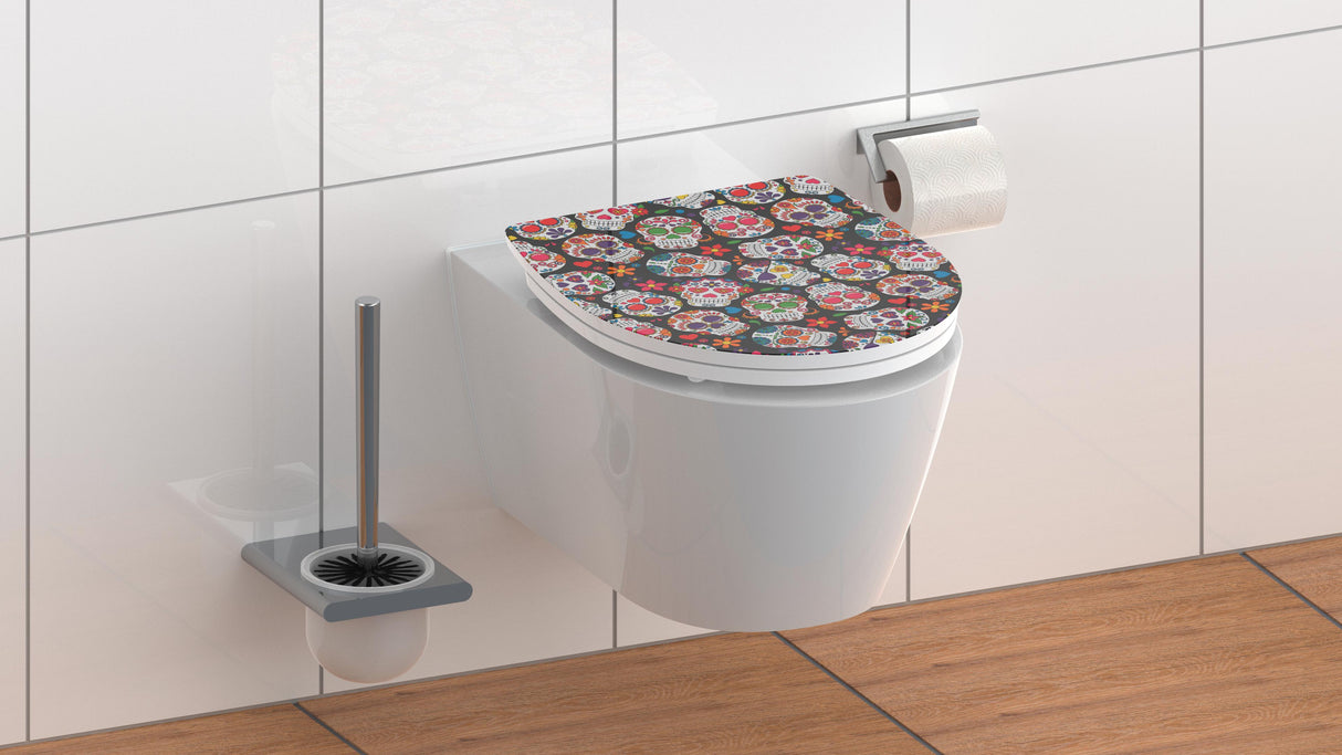 Högblank mönstrad toalettsits universal i Duroplast - BĂST. CC-mĂ„tt: 90-190mm LĂ€ngd: 435-490mm Bredd: 374mm.