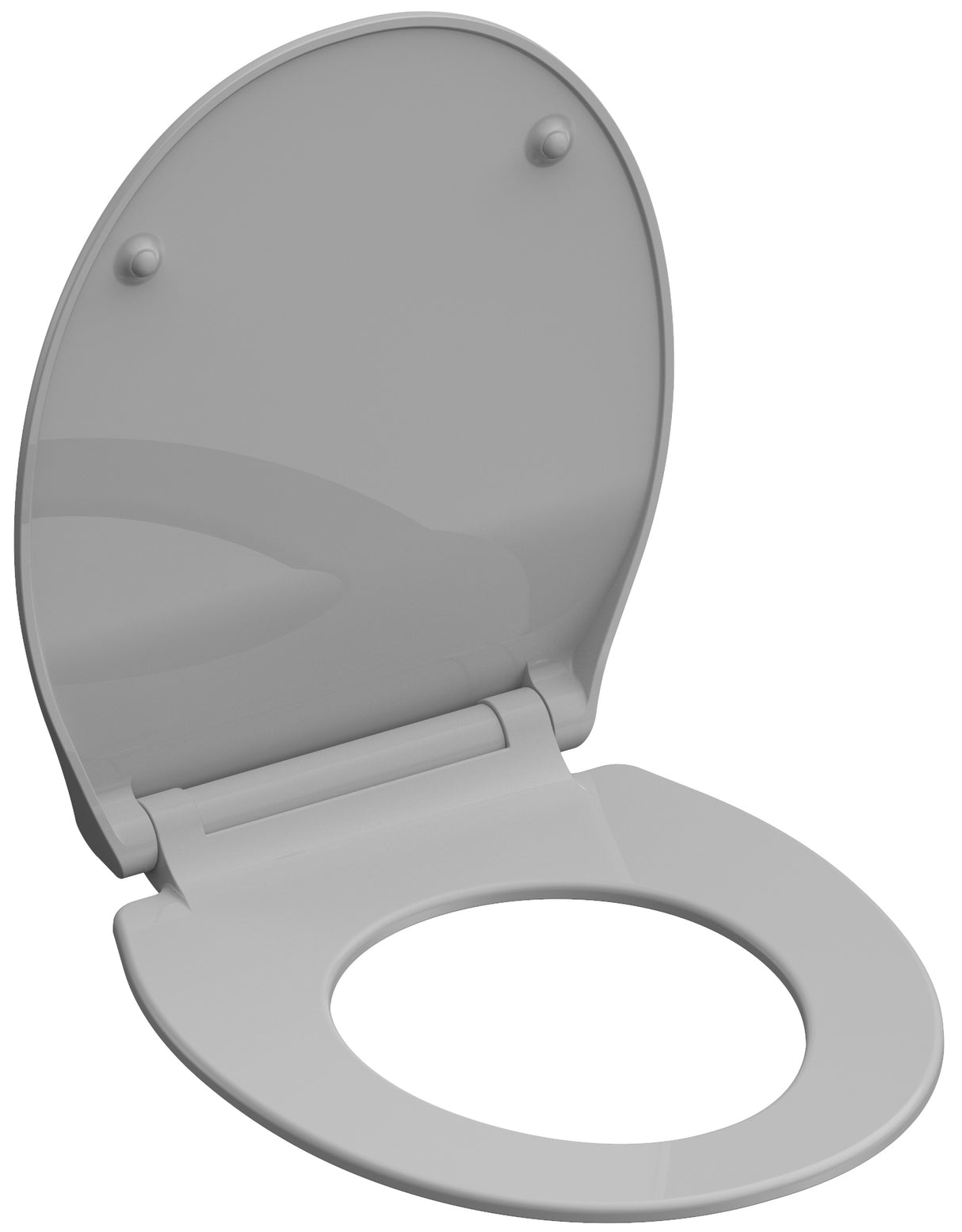 GrĂ„ slimmad toalettsits universal i Duroplast - BĂST. CC-mĂ„tt: 70-190mm LĂ€ngd: 415-455mm Bredd: 380mm.