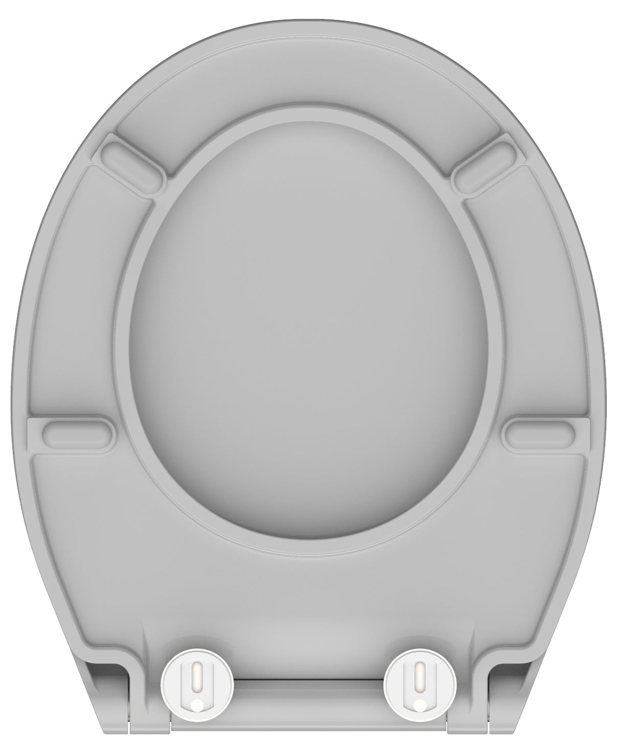 GrĂ„ slimmad toalettsits universal i Duroplast - BĂST. CC-mĂ„tt: 70-190mm LĂ€ngd: 415-455mm Bredd: 380mm.