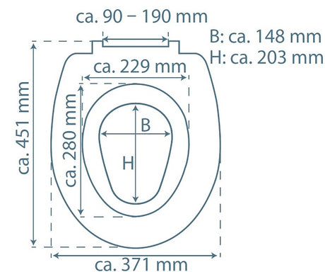 Vit toalettsits universal anpassad för barn - BĂST. CC-mĂ„tt: 90-190mm LĂ€ngd: 415-455mm Bredd: 371mm.
