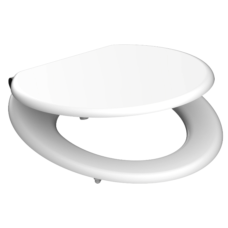 Vit toalettsits universal med trĂ€kĂ€rna - BĂTTRE. CC-mĂ„tt: 130-185mm LĂ€ngd: 425-475mm Bredd: 375mm.