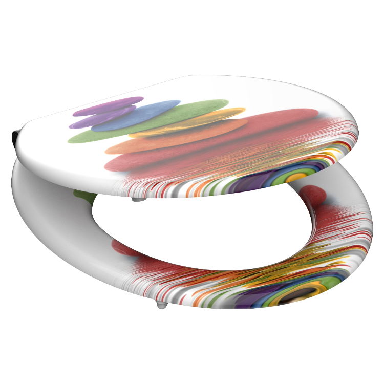 Mönstrad toalettsits universal med trĂ€kĂ€rna - BĂTTRE. CC-mĂ„tt: 130-185mm LĂ€ngd: 425-475mm Bredd: 375mm.