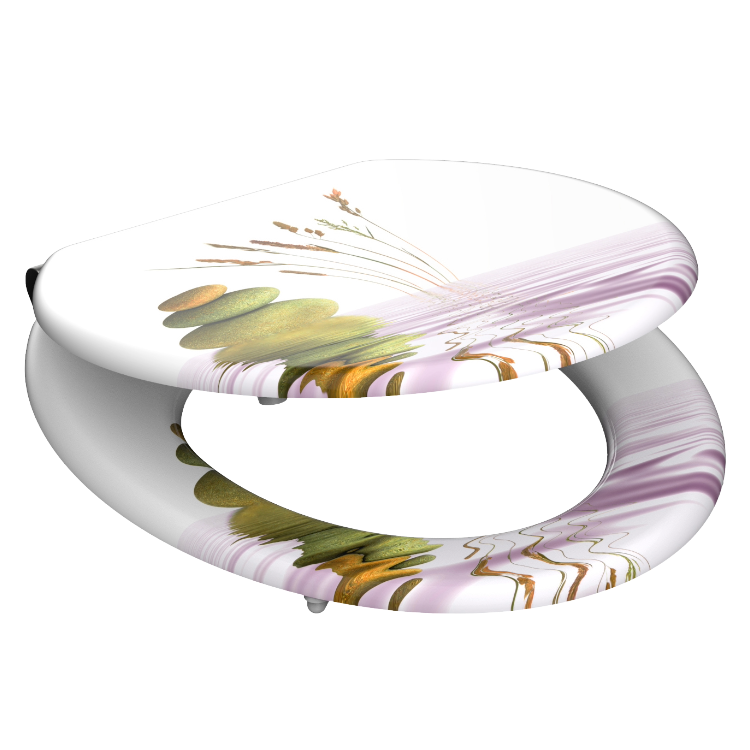 Mönstrad toalettsits universal med trĂ€kĂ€rna - BĂTTRE. CC-mĂ„tt: 130-185mm LĂ€ngd: 425-475mm Bredd: 375mm.