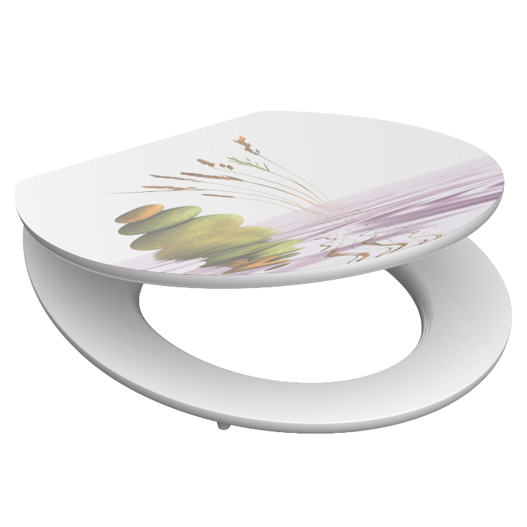 Högblank mönstrad toalettsits universal med trĂ€kĂ€rna - BĂTTRE. CC-mĂ„tt: 130-185mm LĂ€ngd: 425-475mm Bredd: 370mm.