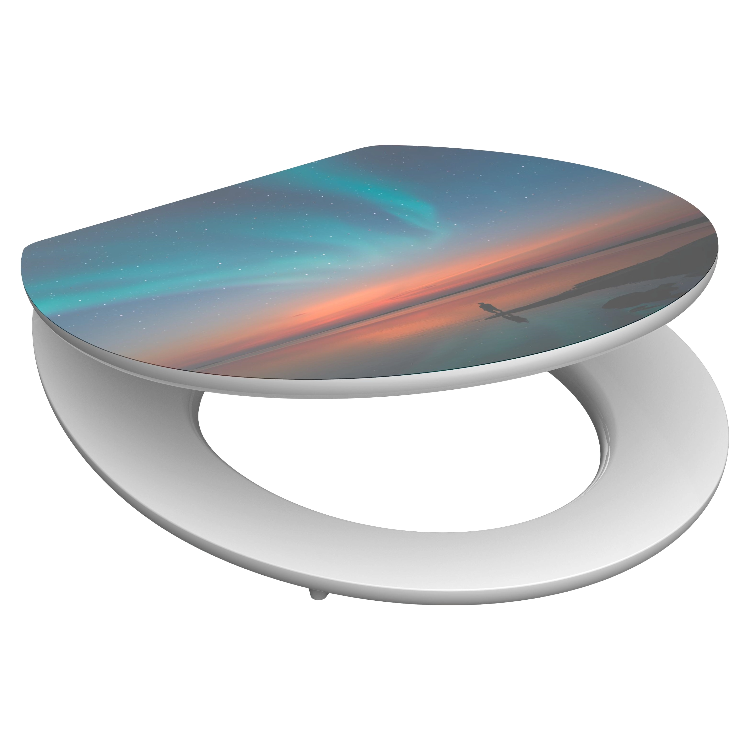 Högblank mönstrad toalettsits universal med trĂ€kĂ€rna - BĂTTRE. CC-mĂ„tt: 130-185mm LĂ€ngd: 425-475mm Bredd: 370mm.