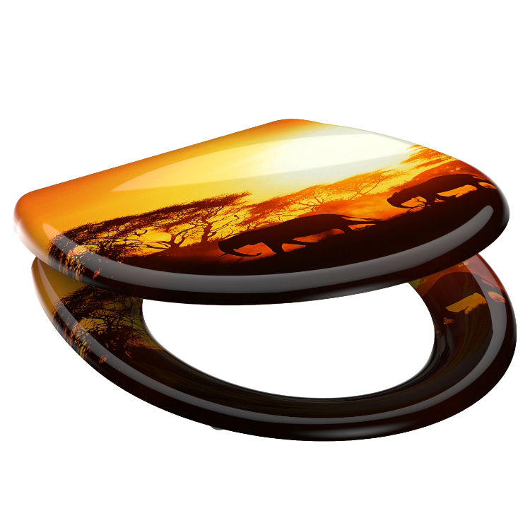 Mönstrad toalettsits universal i Duroplast - BĂST. CC-mĂ„tt: 90-190mm LĂ€ngd: 405-460mm Bredd: 375mm.