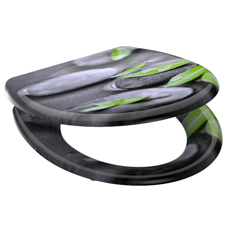 Mönstrad toalettsits universal i Duroplast - BĂST. CC-mĂ„tt: 90-190mm LĂ€ngd: 405-460mm Bredd: 375mm.