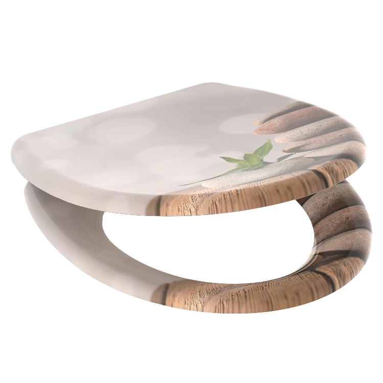 Mönstrad toalettsits universal i Duroplast - BĂST. CC-mĂ„tt: 90-190mm LĂ€ngd: 405-460mm Bredd: 375mm.