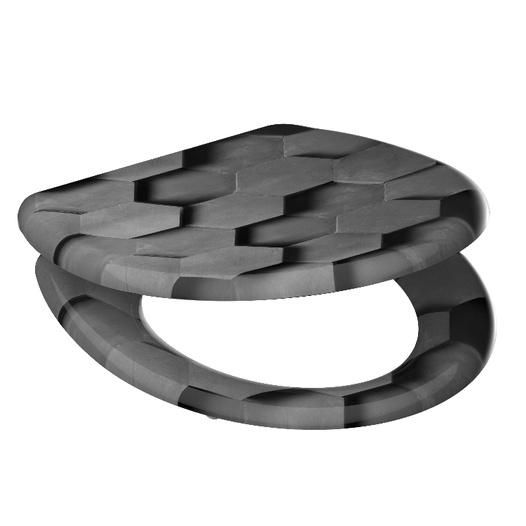 Mönstrad toalettsits universal i Duroplast - BĂST. CC-mĂ„tt: 90-190mm LĂ€ngd: 405-460mm Bredd: 375mm.