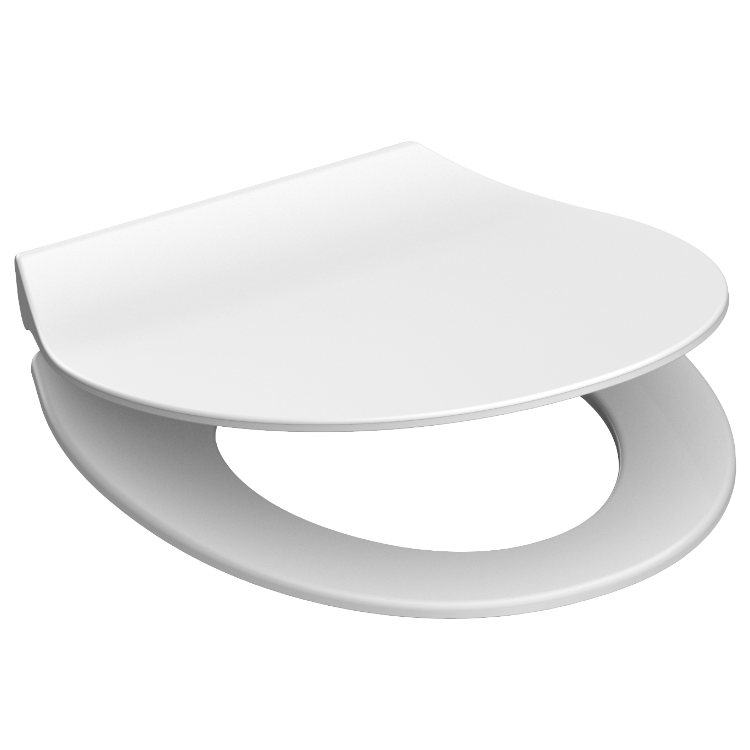 Vit slimmad toalettsits universal i Duroplast - BĂST. CC-mĂ„tt: 70-190mm LĂ€ngd: 415-455mm Bredd: 380mm.