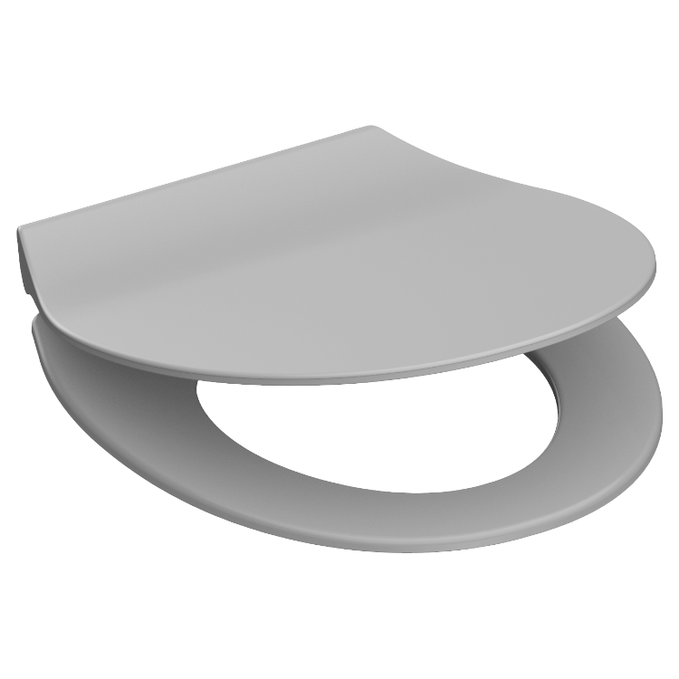 GrĂ„ slimmad toalettsits universal i Duroplast - BĂST. CC-mĂ„tt: 70-190mm LĂ€ngd: 415-455mm Bredd: 380mm.