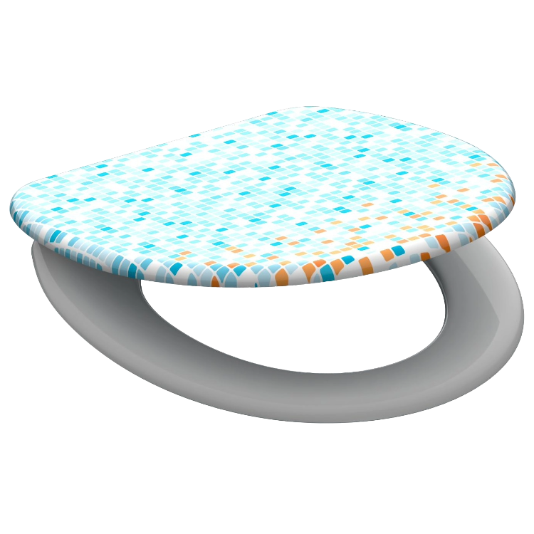 Mönstrad toalettsits universal i Duroplast - BĂTTRE. CC-mĂ„tt: 125-210mm LĂ€ngd: 445mm Bredd: 372mm.