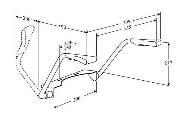 Toalettsits med armstöd universal (360mm)