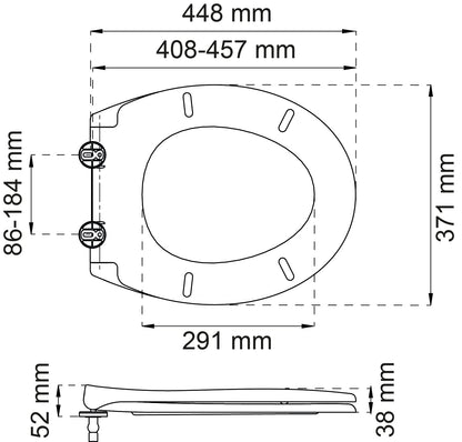 Vit toalettsits för vägghängd toalett - BÄST. CC-mått: 86-184mm Längd: 408-457mm Bredd: 371mm