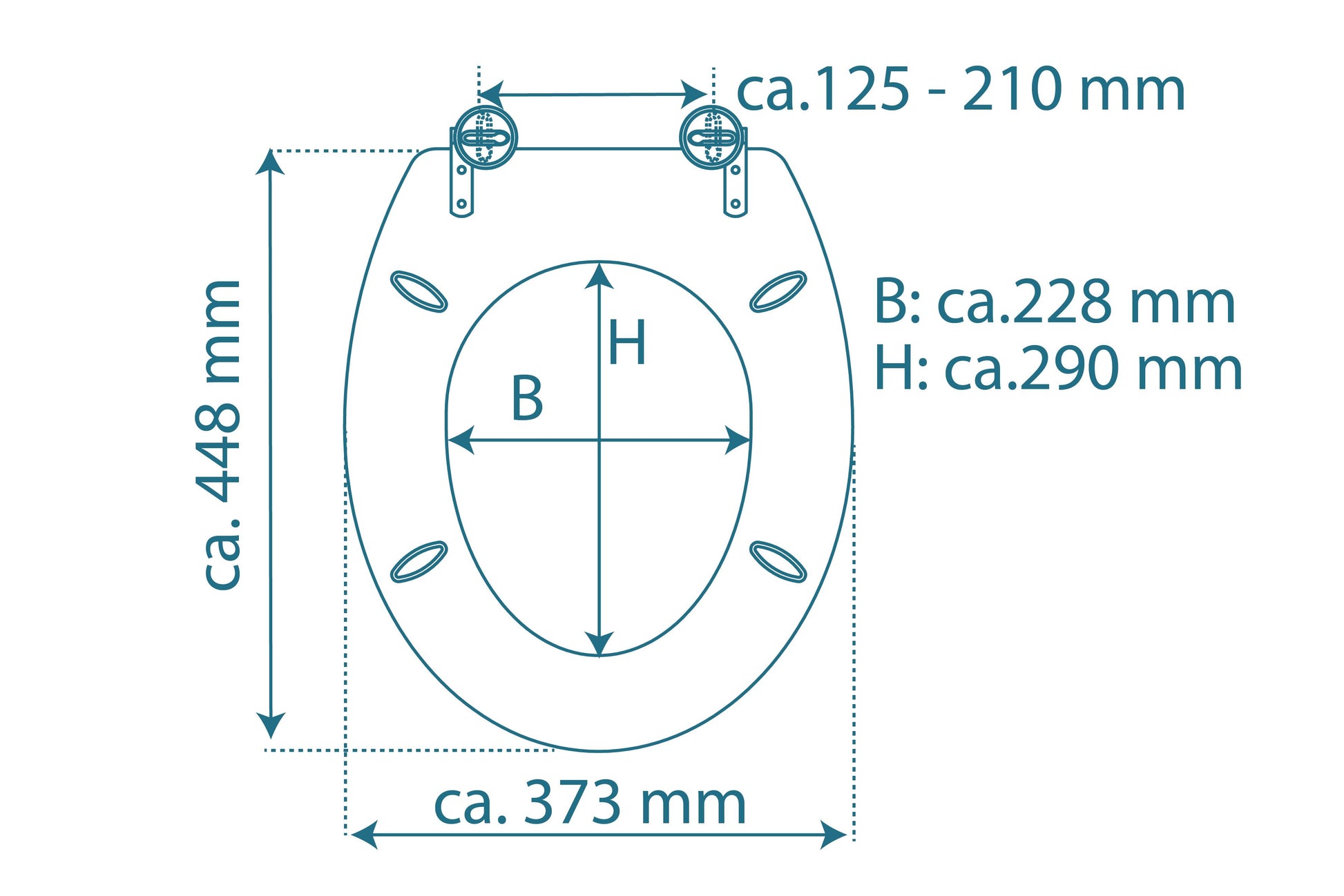 Mönstrad toalettsits universal i Duroplast - BÄTTRE. CC-mått: 125-210mm Längd: 425-435mm Bredd: 373mm.