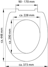 Mönstrad toalettsits universal i Duroplast - BÄTTRE. CC-mått: 90-170mm Längd: 425-435mm Bredd: 373mm.