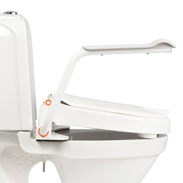 Toalettsete med forhøyning 6cm/10cm med lokk med armlener (fast montering)