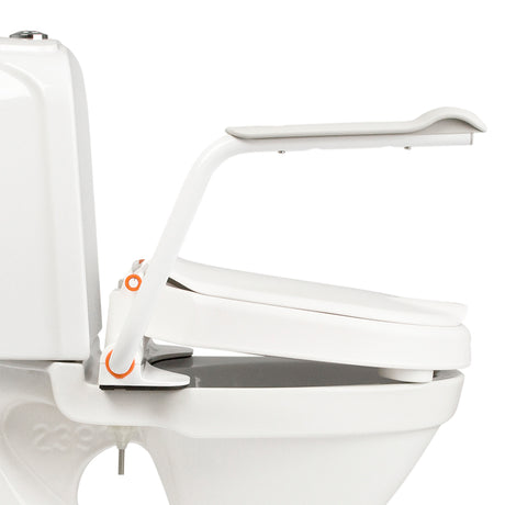 Toalettsits med förhöjning 6cm/10cm med lock med armstöd (fast montering)