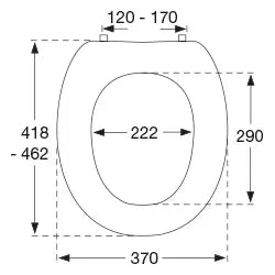 Toalettsits med armstöd universal (360mm)