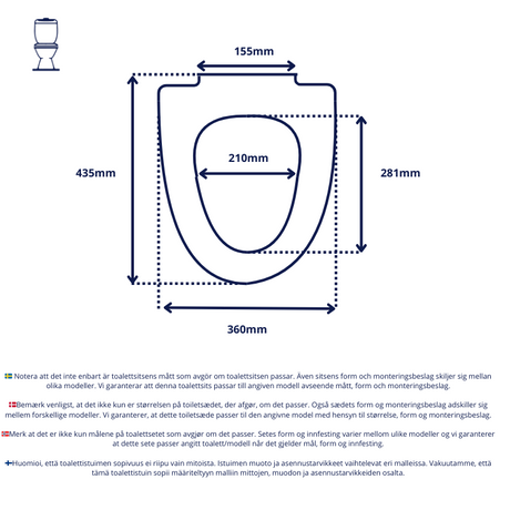 Svart slimmad toalettsits - BÄST